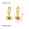 Wholesale French Retro Temperament Women's Earrings Stainless Steel With Mosaic Lapis Lazuli And Geometric Pattern Pvd Furnace Real Gold Process