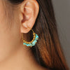 Wholesale French Retro Titanium Steel Electroplated Geometric Wave Pattern Earrings For Women