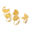 Wholesale French Retro Titanium Steel Women's Ring With Star Heart And Flower Patterns Electroplated