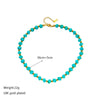 Wholesale French Retro Turquoise Beaded Titanium Steel Necklace For Women With Geometric Pattern And Electroplating