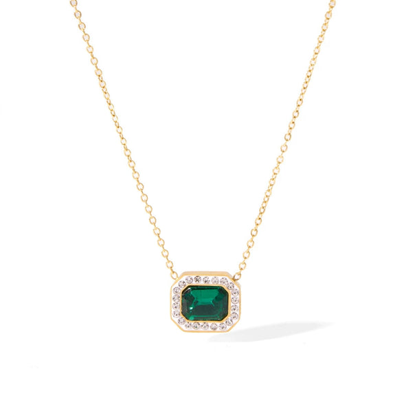 Wholesale French Retro Zircon Devil's Eye Pendant Necklace In Stainless Steel With Pvdp Furnace Real Gold Treatment And Geometric Design For Women