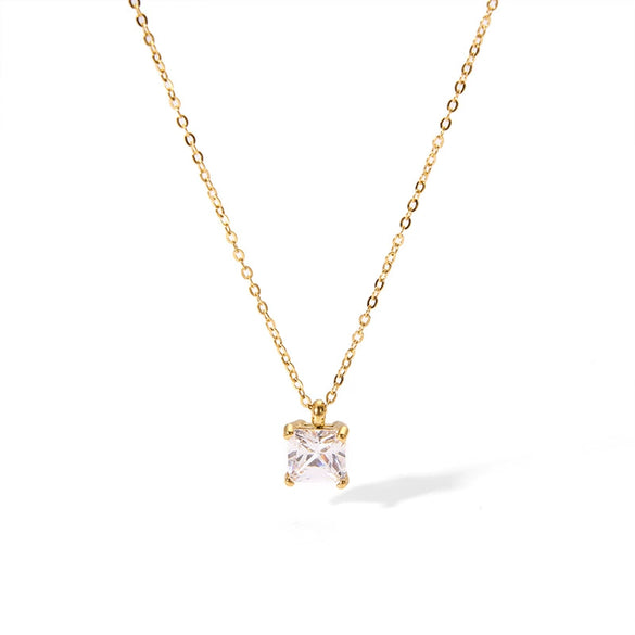 Wholesale French Retro Zircon Devil's Eye Pendant Necklace In Stainless Steel With Pvdp Furnace Real Gold Treatment And Geometric Design For Women