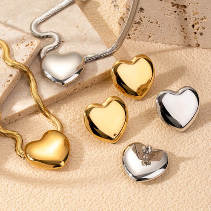 Wholesale Jewelry French Style Simple Style Heart Shape 304 Stainless Steel Plating Jewelry Set