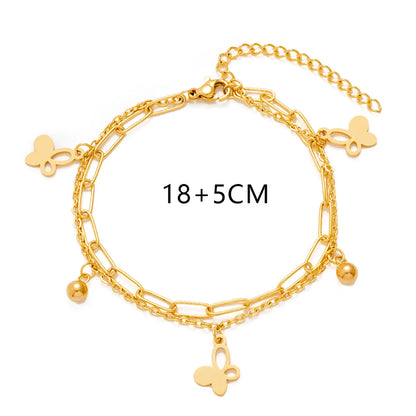 Wholesale French Style Tree Paw Print Heart Shape Titanium Steel Gold Plated Bracelets