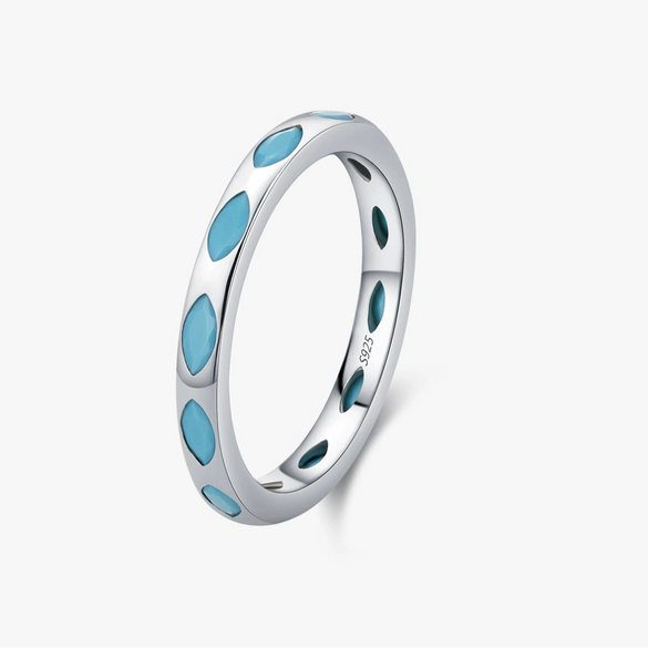 Wholesale French Vintage Geometric S925 Sterling Silver Turquoise Inlay Electroplated Ring For Girls