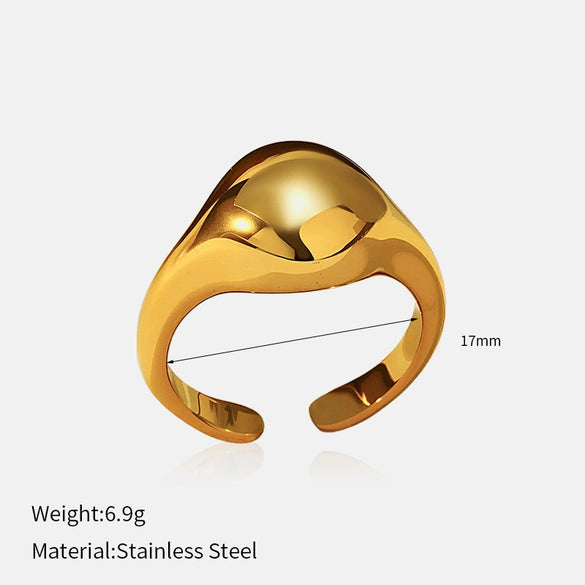 Wholesale Fresh And Minimalist Geometric Stainless Steel Electroplated Open Adjustable Finger Ring For Women