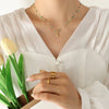 Wholesale Fresh Crystal Beaded Tulip Pendant Necklace In Mori Personality Trend Titanium Steel With Gold Plated Electroplating