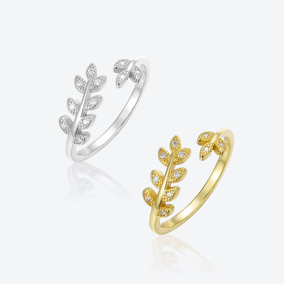 Wholesale Fresh Diamond Leaf Ring In Niche Design 925 Silver With Diamond Treatment For Unisex Elegant And Sweet