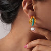 Wholesale Fresh Fashion Geometric Ushape And Cshape Electroplated Titanium Steel Earrings For Women