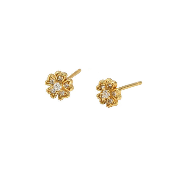 Wholesale Fresh Flower Ear Studs 925 Silver Electroplated Women's Ear Jewelry