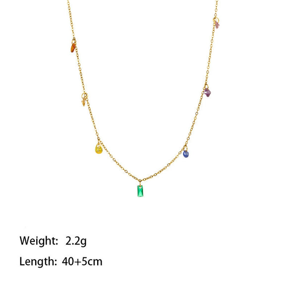 Wholesale Fresh Geometric Square Titanium Steel Electroplated Necklace Set Accessories For Women