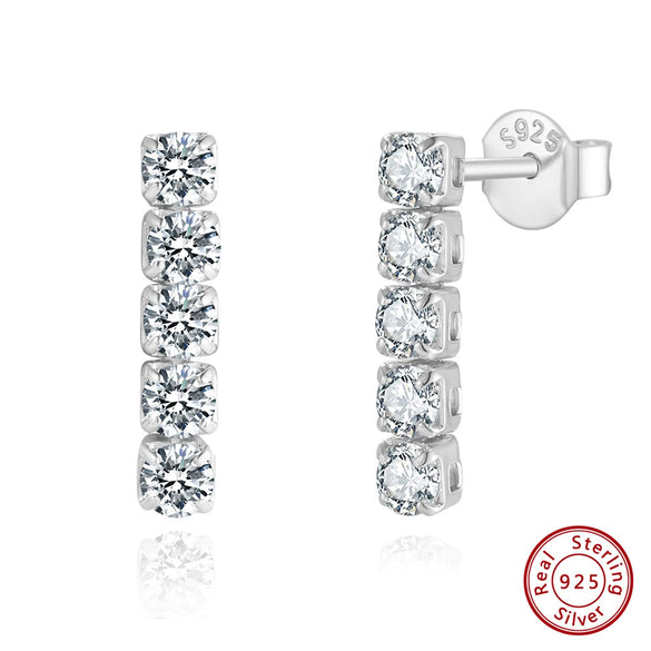 Wholesale Fresh Geometric Sterling Silver Chain Earrings With Electroplating