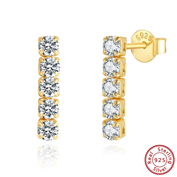 Wholesale Fresh Geometric Sterling Silver Chain Earrings With Electroplating