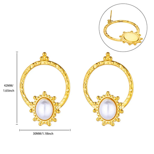 Wholesale Fresh Oil Painting Style Geometric Pearl Earrings With Electroplating And Love Flower Design For Women