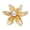 Wholesale Fresh Water Pearl And Copper Brooch With Matte Gold Plated Fashionable Flower Design For Women