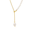 Wholesale Fresh Water Pearl Chain Titanium Steel Gold Plated Snake Bone Chain Necklace And Bracelet With Geometric Design For Women