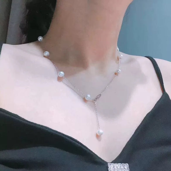 Wholesale Fresh Water Pearl Gypsophila S925 Silver Necklace