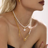 Wholesale Freshwater Cultured Pearl Necklace With Alien Baroque Shape Stainless Steel Jewelry Geometric Styling Electroplating Treatment For Women