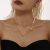 Wholesale Freshwater Cultured Pearl Necklace With Alien Baroque Shape Stainless Steel Jewelry Geometric Styling Electroplating Treatment For Women