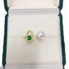 Wholesale Freshwater Pearl And Green Agate Gourd Ring With Copper Material And Electroplating In Fashion Style For Women