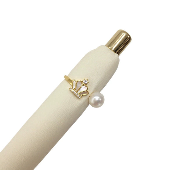 Wholesale Freshwater Pearl And Sea Shell Crown Open Ring Highgloss Natural 5A Grade Goldfilled Copper Accessories Fashion Style For Women
