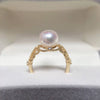 Wholesale Freshwater Pearl Copper Ring With Hollow Pattern And K Gold Craft Retro Style Round Shape For Women