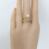Wholesale Freshwater Pearl Copper Ring With Micropaved Zircon And Tulip Open Design Fashionable For Women