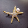 Wholesale Freshwater Pearl Copper Starfish Microinlaid Brooch For Women Fashion Decoration