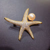 Wholesale Freshwater Pearl Copper Starfish Microinlaid Brooch For Women Fashion Decoration