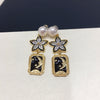 Wholesale Freshwater Pearl Earrings Alloy Inlaid With Artificial And Semiprecious Gemstones Retro Star And Moon Square Feminine Style