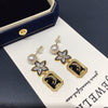 Wholesale Freshwater Pearl Earrings Alloy Inlaid With Artificial And Semiprecious Gemstones Retro Star And Moon Square Feminine Style