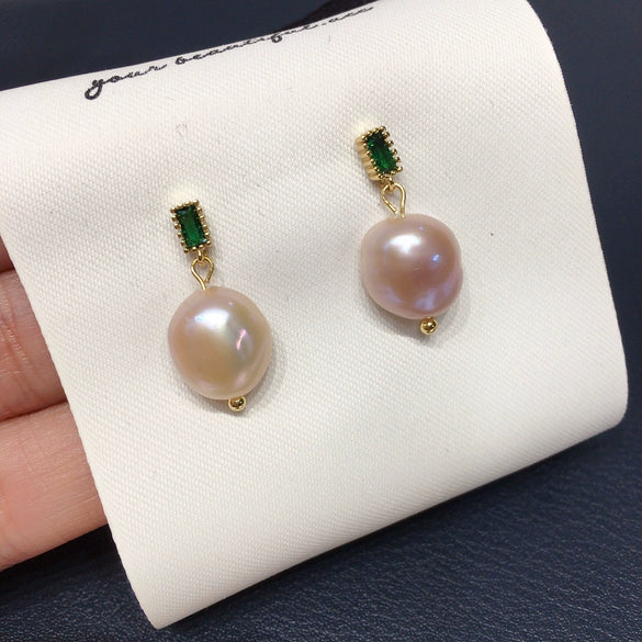 Wholesale Freshwater Pearl Earrings Alloy Inlaid With Artificial And Semiprecious Stones Alien Shape Retro Style For Women