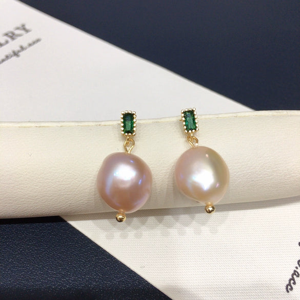 Wholesale Freshwater Pearl Earrings Alloy Inlaid With Artificial And Semiprecious Stones Alien Shape Retro Style For Women
