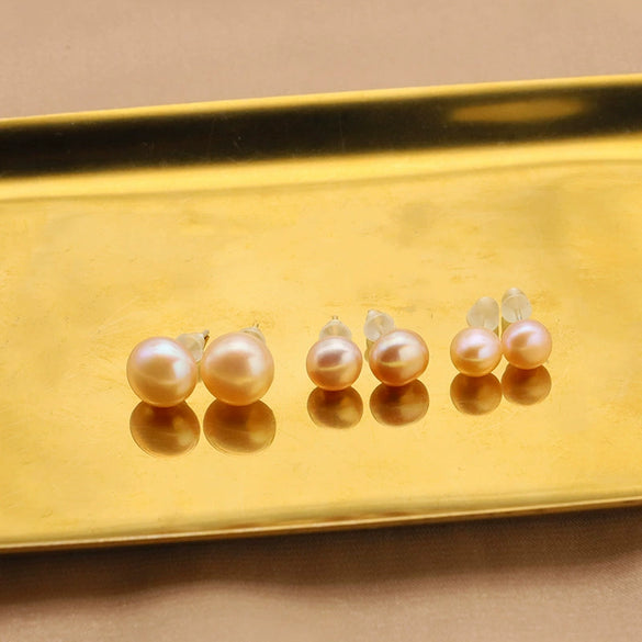 Wholesale Freshwater Pearl Earrings 925 Sterling Silver Geometric Retro Style Pure Handmade Jewelry For Women