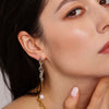 Wholesale Freshwater Pearl Earrings With Omega Card Chain Tassel Stainless Steel Plated Geometric Design Light Luxury Style For Women