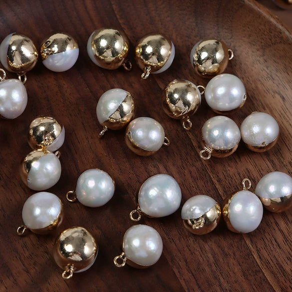 Wholesale Freshwater Pearl Edison Round Gilded Single Hanging Pendant Earrings Jewelry Accessories