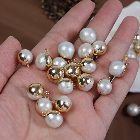 Wholesale Freshwater Pearl Edison Round Gilded Single Hanging Pendant Earrings Jewelry Accessories