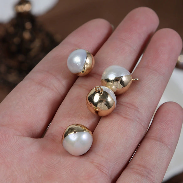 Wholesale Freshwater Pearl Edison Round Gilded Single Hanging Pendant Earrings Jewelry Accessories