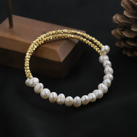 Wholesale Freshwater Pearl Elegant Women's Bracelet Set With Bead String And Electroplating Design
