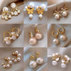 Wholesale Freshwater Pearl Flower Earrings With Real Gold Electroplated Silver Needles Set With Pearls For Women