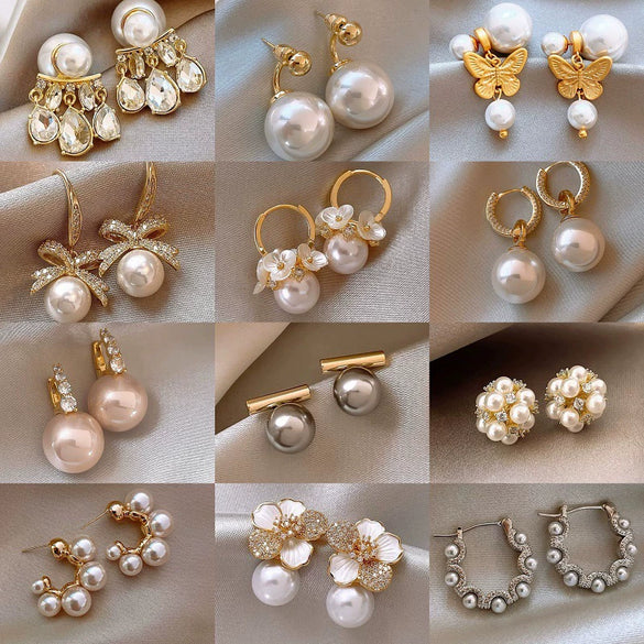 Wholesale Freshwater Pearl Flower Earrings With Real Gold Electroplated Silver Needles Set With Pearls For Women