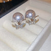 Wholesale Freshwater Pearl Flower Earrings With Real Gold Electroplated Silver Needles Set With Pearls For Women