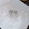 Wholesale Freshwater Pearl Flower Earrings With Real Gold Electroplated Silver Needles Set With Pearls For Women