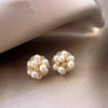 Wholesale Freshwater Pearl Flower Earrings With Real Gold Electroplated Silver Needles Set With Pearls For Women
