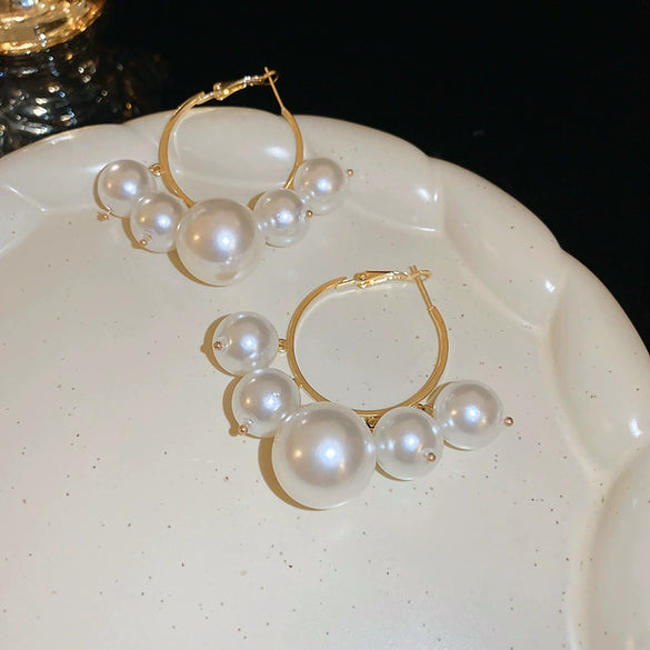 Wholesale Freshwater Pearl Flower Earrings With Real Gold Electroplated Silver Needles Set With Pearls For Women