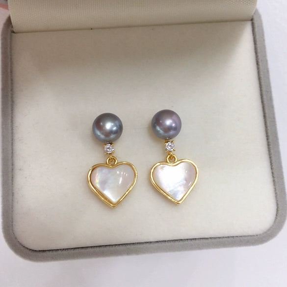 Wholesale Freshwater Pearl Heartshaped Earrings For Women 18K Goldfilled S925 Sterling Silver Needle