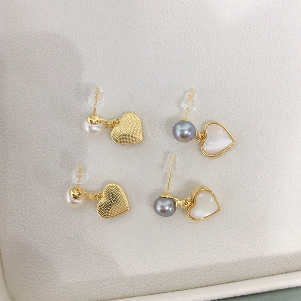 Wholesale Freshwater Pearl Heartshaped Earrings For Women 18K Goldfilled S925 Sterling Silver Needle