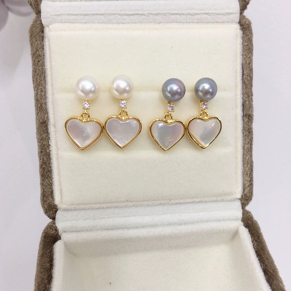 Wholesale Freshwater Pearl Heartshaped Earrings For Women 18K Goldfilled S925 Sterling Silver Needle