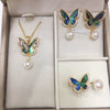 Wholesale Freshwater Pearl Jewelry Set With Abalone Shell And Butterfly Design