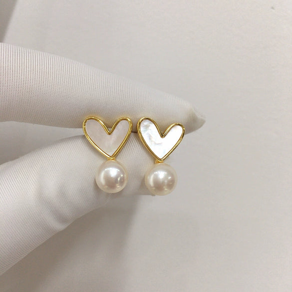 Wholesale Freshwater Pearl Jewelry Set With Heartshaped Natural Sea Shell Mother Of Fritillary Pendant Earrings Ring